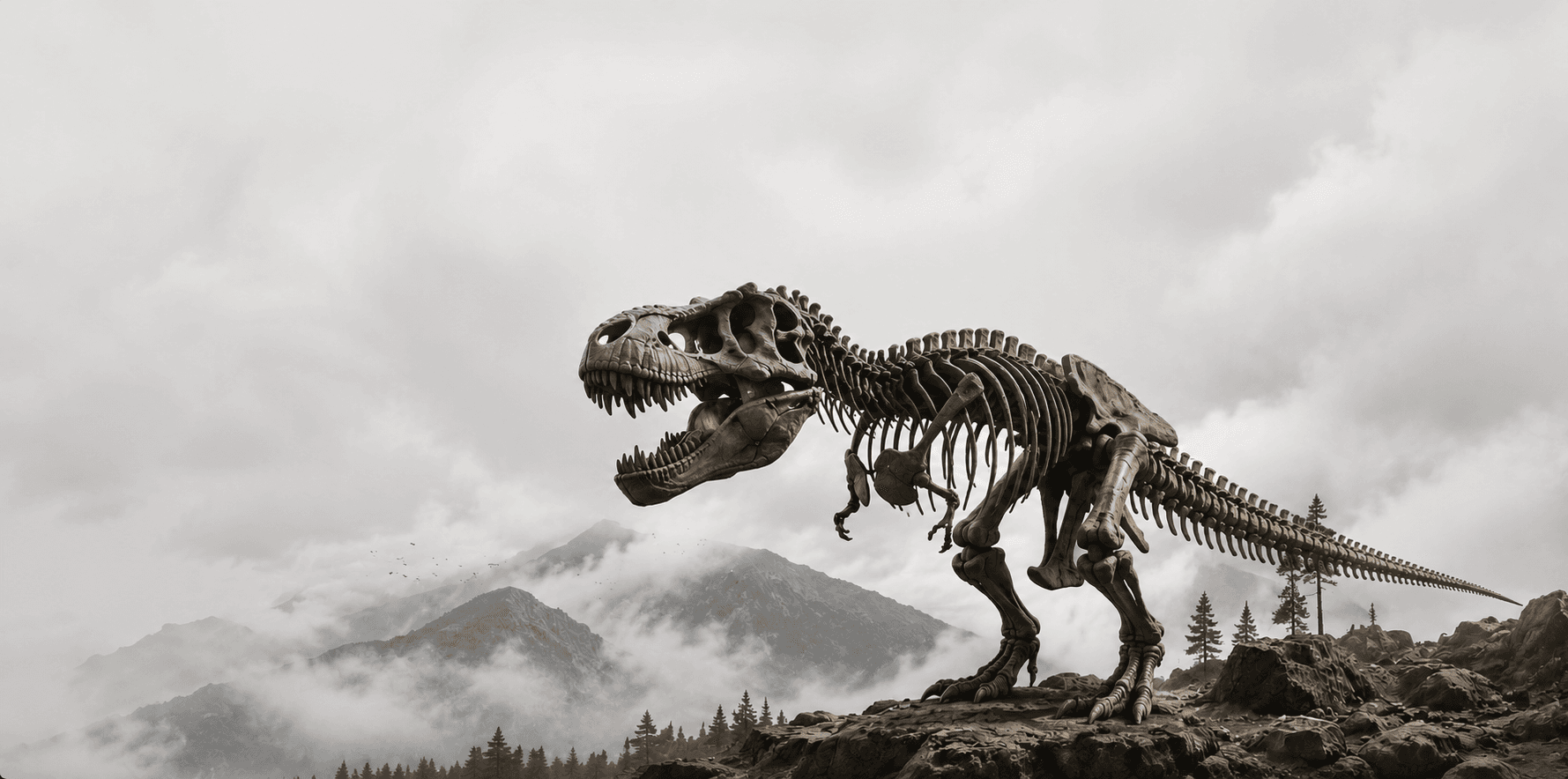 Natural History Museum Dinosaur skeleton backdrop